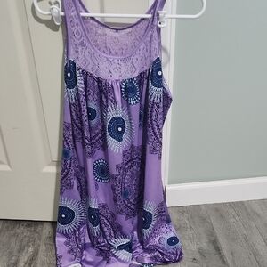 Purple Sleeveless Patterned Dress